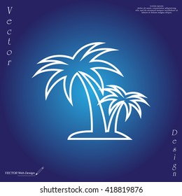 palm tropical tree line icon silhouette. vector illustration 