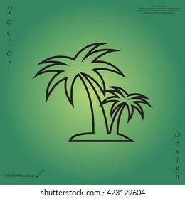 palm tropical tree line icon silhouette. vector illustration 
