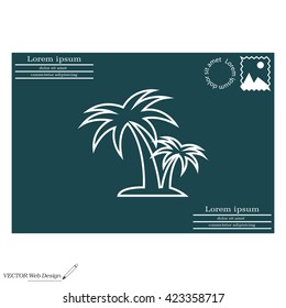 palm tropical tree line icon silhouette. vector illustration 