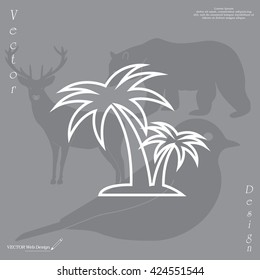 palm tropical tree line icon silhouette. vector illustration 