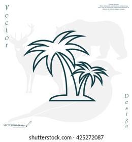 palm tropical tree line icon silhouette. vector illustration 