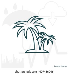 palm tropical tree line icon silhouette. vector illustration 