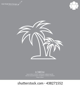 palm tropical tree line icon silhouette. vector illustration 