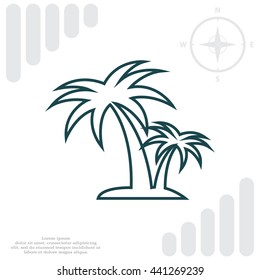 palm tropical tree line icon silhouette. vector illustration 