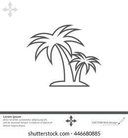 palm tropical tree line icon silhouette. 