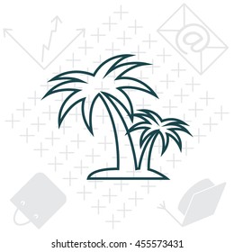 palm tropical tree line icon silhouette. 