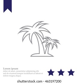 palm tropical tree line icon silhouette. 