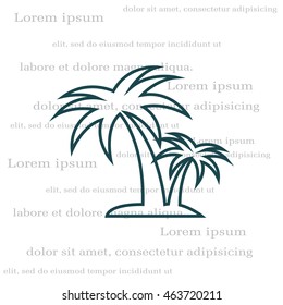 palm tropical tree line icon silhouette. 