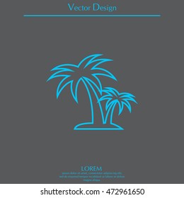 palm tropical tree line icon silhouette. 