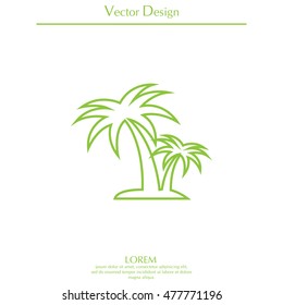 palm tropical tree line icon silhouette. 