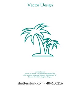 palm tropical tree line icon silhouette. 