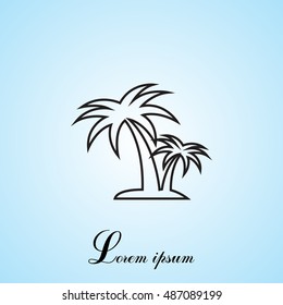 palm tropical tree line icon silhouette. 