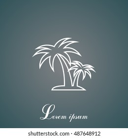 palm tropical tree line icon silhouette. 