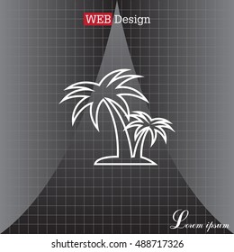 palm tropical tree line icon silhouette. 