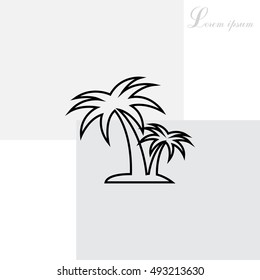 palm tropical tree line icon silhouette. 