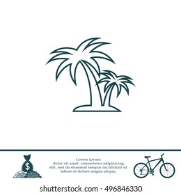 palm tropical tree line icon silhouette. 