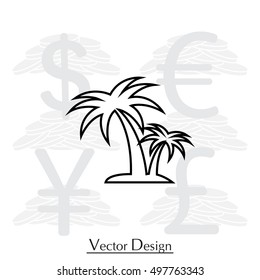 palm tropical tree line icon silhouette. 