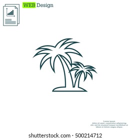 palm tropical tree line icon silhouette. 