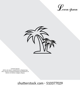 palm tropical tree line icon silhouette. 