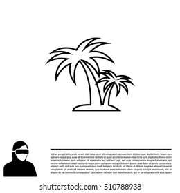 palm tropical tree line icon silhouette. 