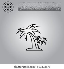 palm tropical tree line icon silhouette. 