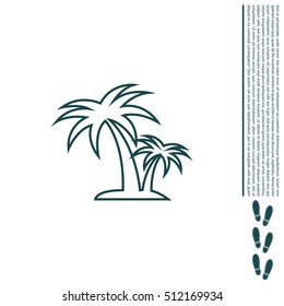 palm tropical tree line icon silhouette. 