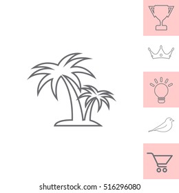 palm tropical tree line icon silhouette. 