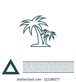 palm tropical tree line icon silhouette. 
