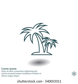 palm tropical tree line icon silhouette. 