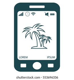 palm tropical tree line icon silhouette. 