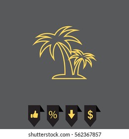 palm tropical tree line icon silhouette. 
