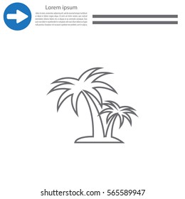 palm tropical tree line icon silhouette. 