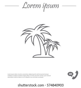 palm tropical tree line icon silhouette. 