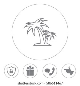 palm tropical tree line icon silhouette. 