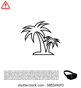 palm tropical tree line icon silhouette. 