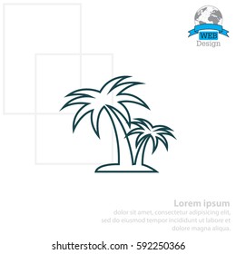 palm tropical tree line icon silhouette. 