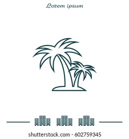 palm tropical tree line icon silhouette. 