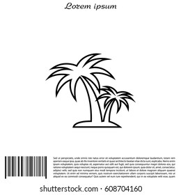palm tropical tree line icon silhouette. 
