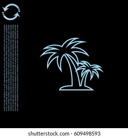 palm tropical tree line icon silhouette. 