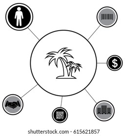 palm tropical tree line icon silhouette. 
