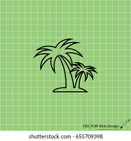 palm tropical tree line icon silhouette. 