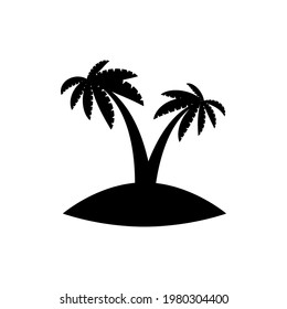 palm tropical tree set icons black silhouette illustration isolated on white background