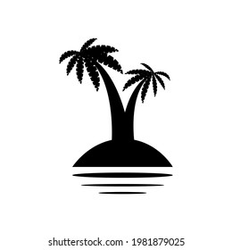 palm tropical tree set icons black silhouette illustration isolated on white background