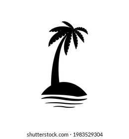 palm tropical tree set icons black silhouette illustration isolated on white background