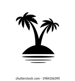 palm tropical tree set icons black silhouette illustration isolated on white background