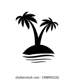 palm tropical tree set icons black silhouette illustration isolated on white background