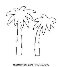 palm tropical tree set icons black silhouette illustration isolated on white background