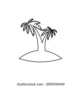 palm tropical tree set icons black silhouette illustration isolated on white background
