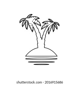 iconos de conjunto de árbol tropical de palma ilustración de silueta negra aislada en fondo blanco