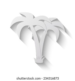 palm tropical tree vector icon - paper illustration